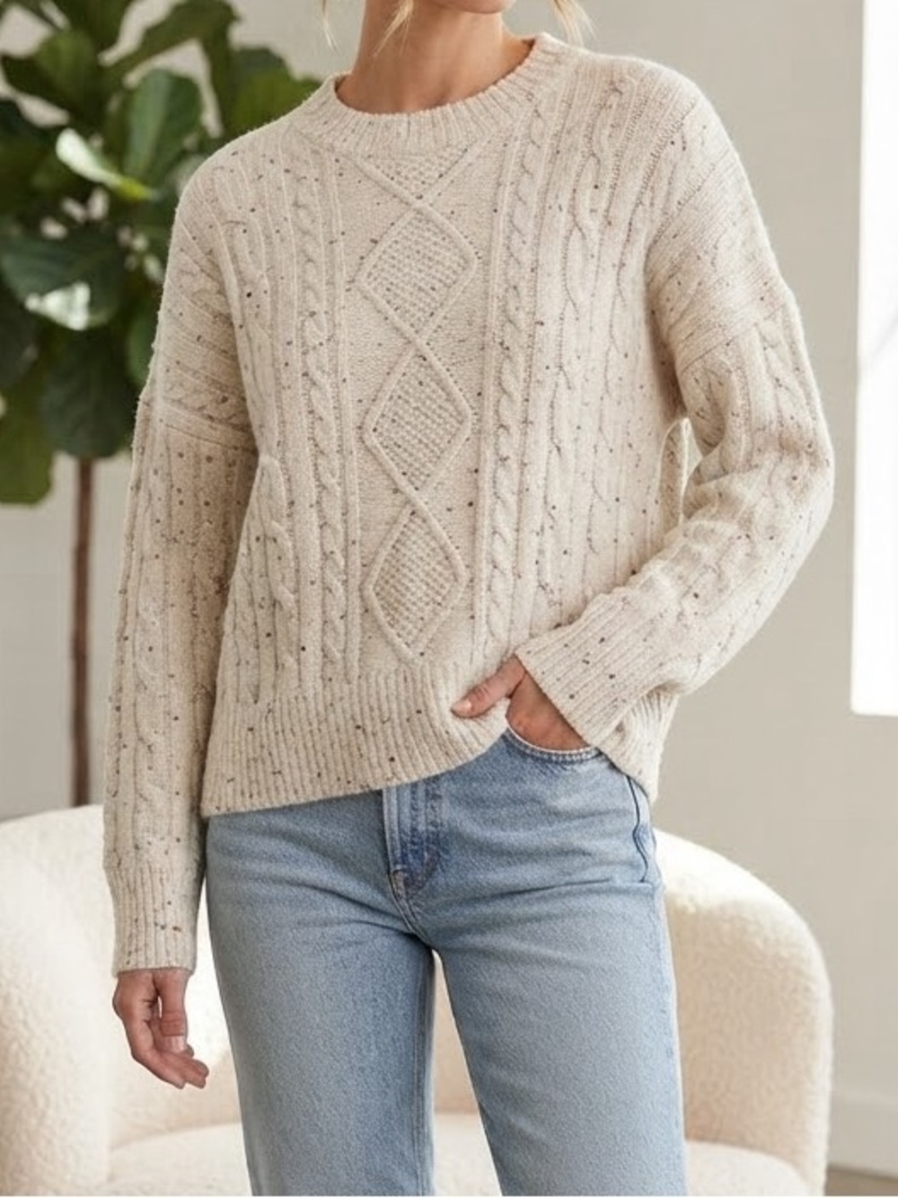 Cable Knit Cream Sweater